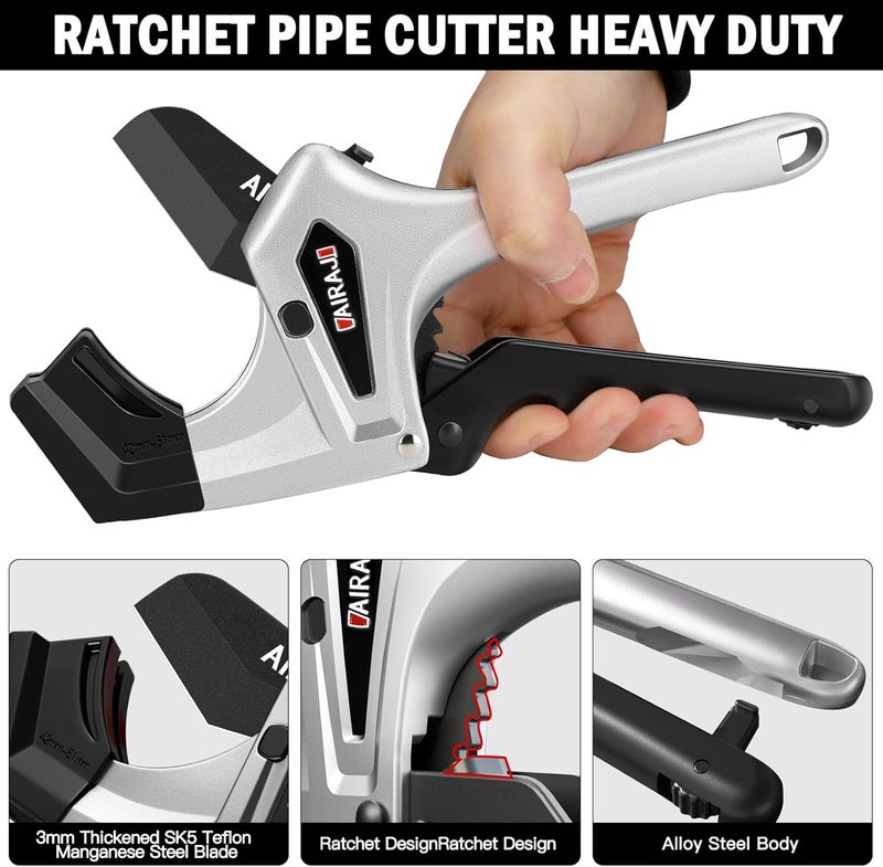AIRAJ Ratchet PVC Pipe Cutter Heavy Duty,Cuts up to 3 Inches,PVC Cutter with One-Click Blade Replacement,Plastic Pipe Cutter, PVC Cutter Tool,PEX Pipe Cutter,PVC Pipe Shears with Extra Spare Blade - Image 4